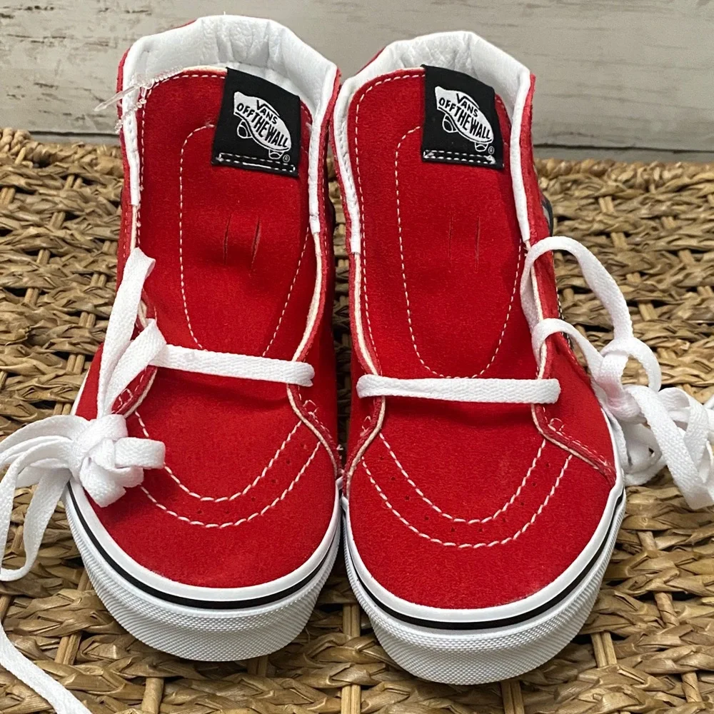 Vans Kids 4.5/Women’s 6.5‎ Red Flame Checkered Sneakers NWOT